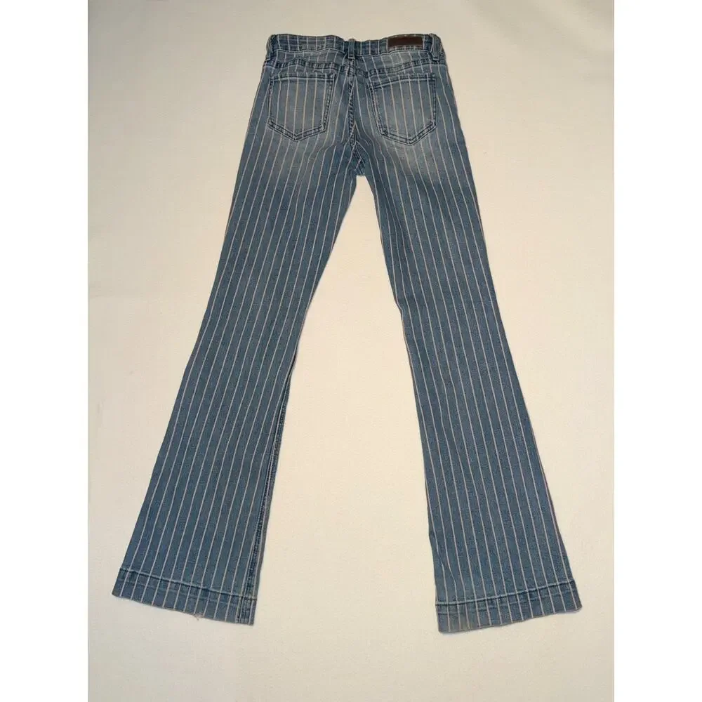 Rock & roll denim girls striped flare trouser with adjustable waistband
